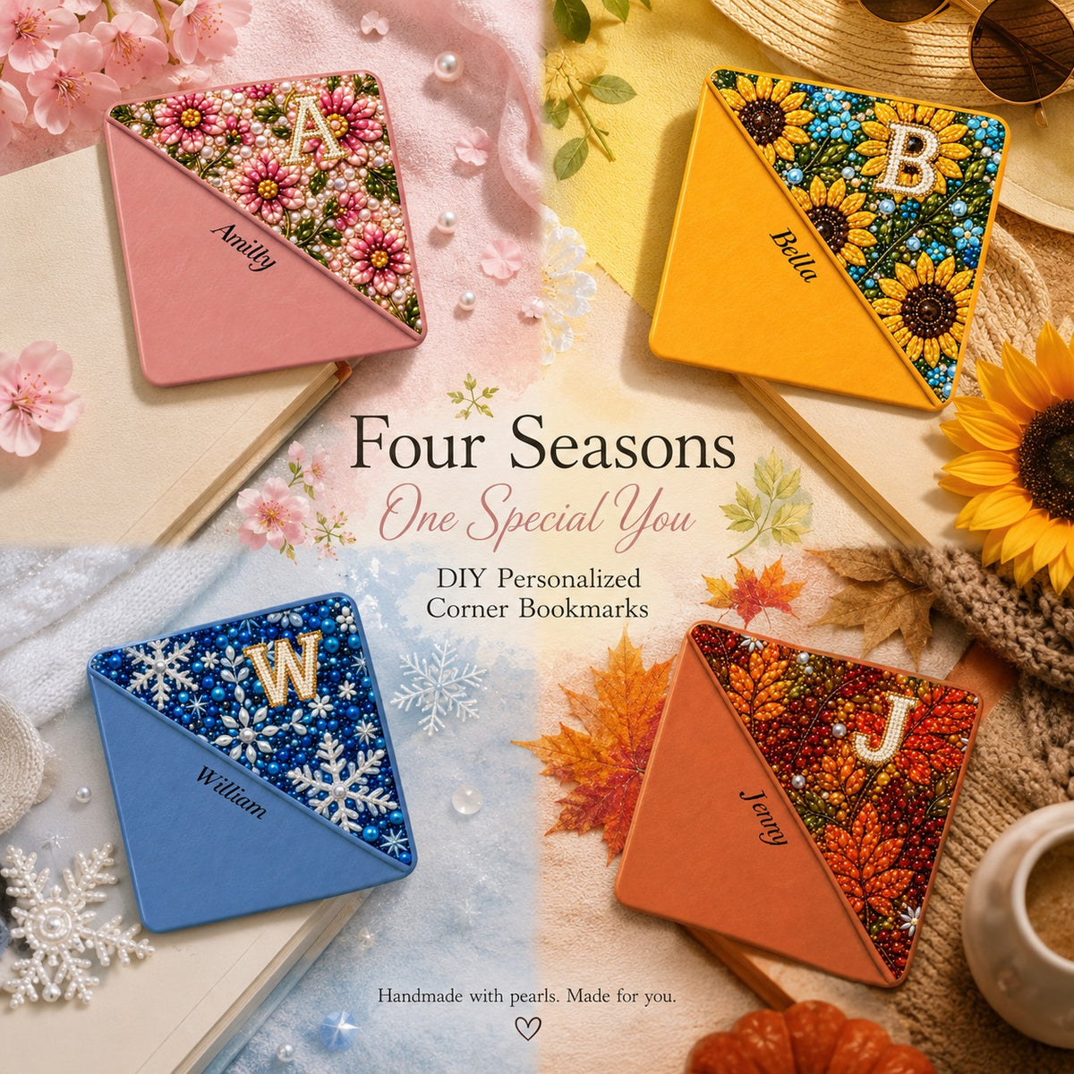Curato Space - Personalized Initial Crystal Corner Bookmark Kit