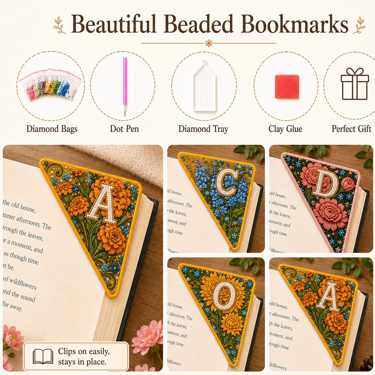 Curato Space - Personalized Initial Crystal Corner Bookmark Kit