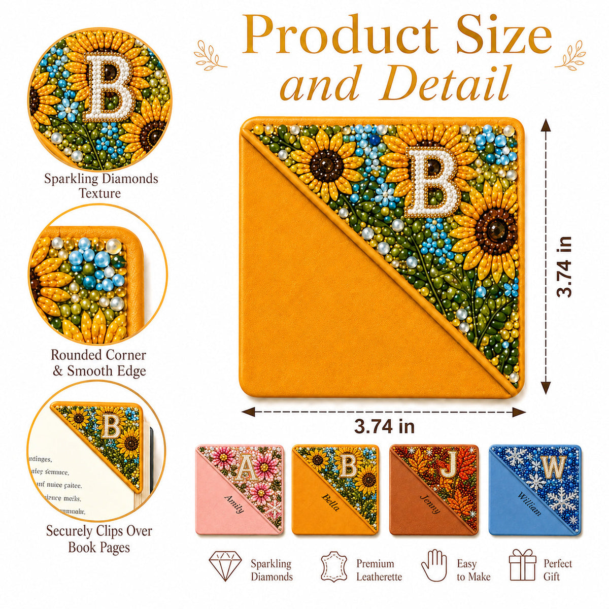 Curato Space - Personalized Initial Crystal Corner Bookmark Kit