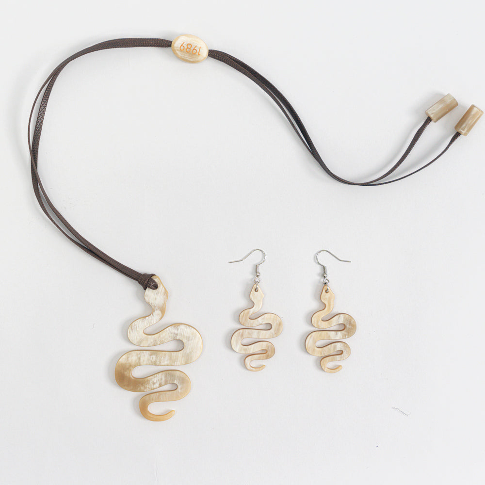 The Serpent Legend: Custom Engraved Horn Jewelry Set