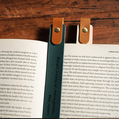 Curato Space - Custom Engraved Leather Bookmark with Pen Holder