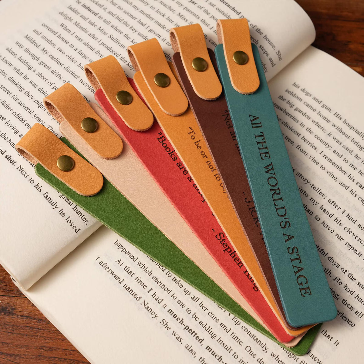 Curato Space - Custom Engraved Leather Bookmark with Pen Holder