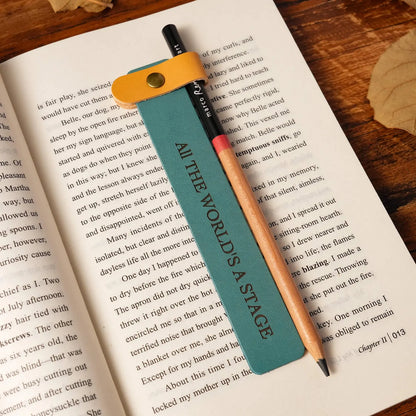 Curato Space - Custom Engraved Leather Bookmark with Pen Holder