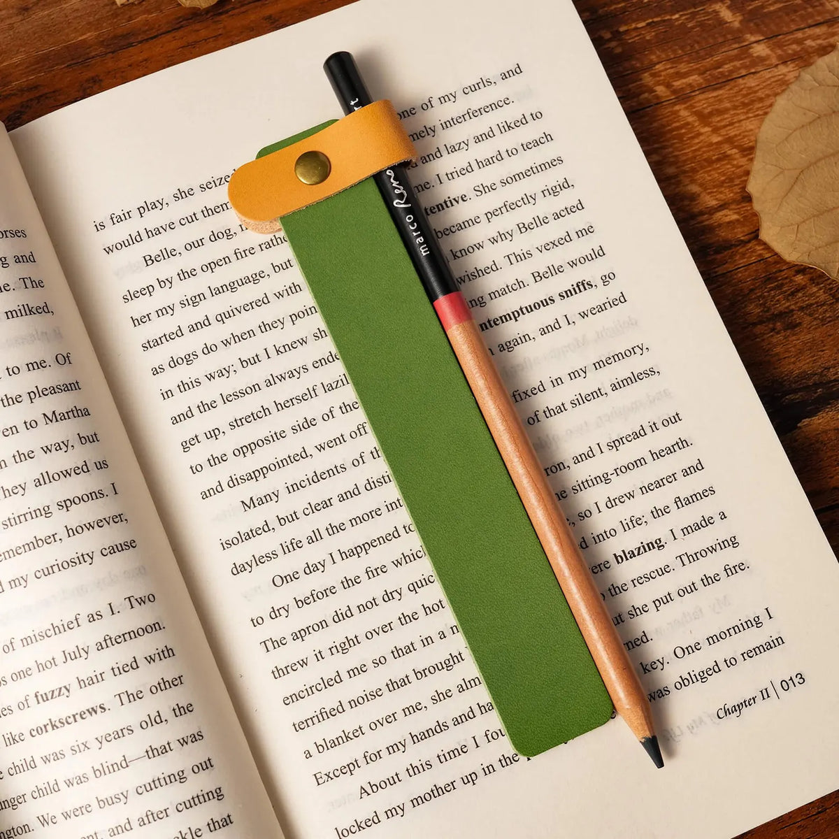 Curato Space - Custom Engraved Leather Bookmark with Pen Holder