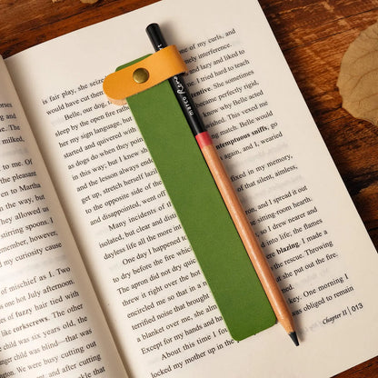 Curato Space - Custom Engraved Leather Bookmark with Pen Holder